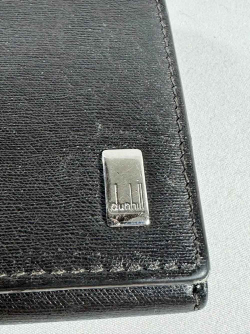 VINTAGE DUNHILL Black Compact Folding Coin Wallet / Card Case Combo, Authentic